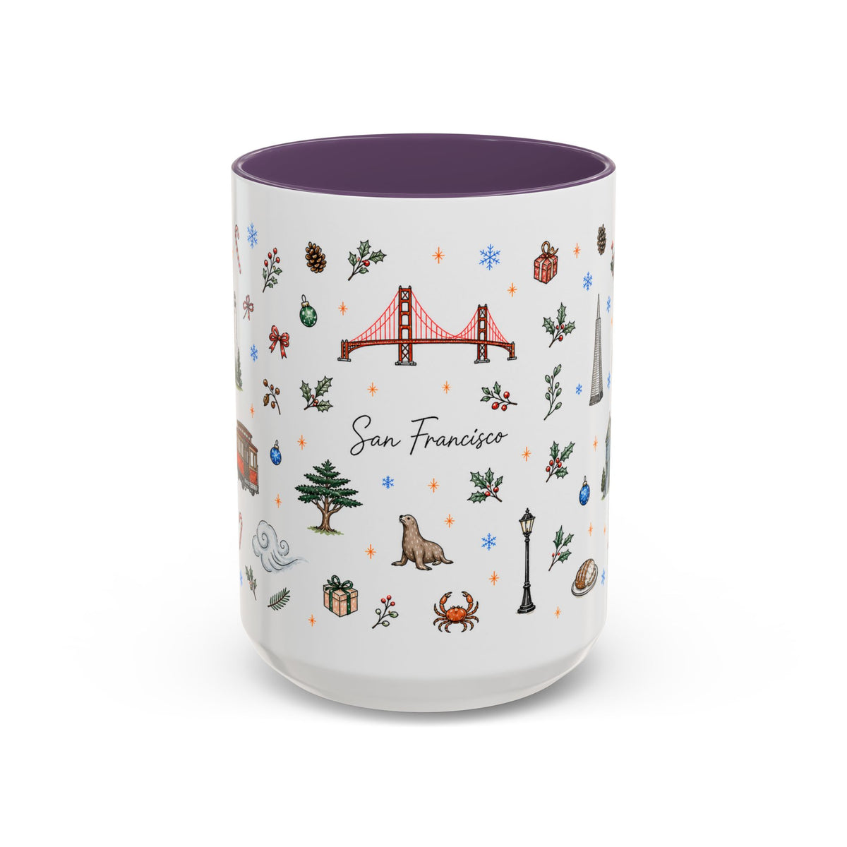 San Francisco Christmas Mug | Watercolor City Souvenir | Ceramic Coffee Cup