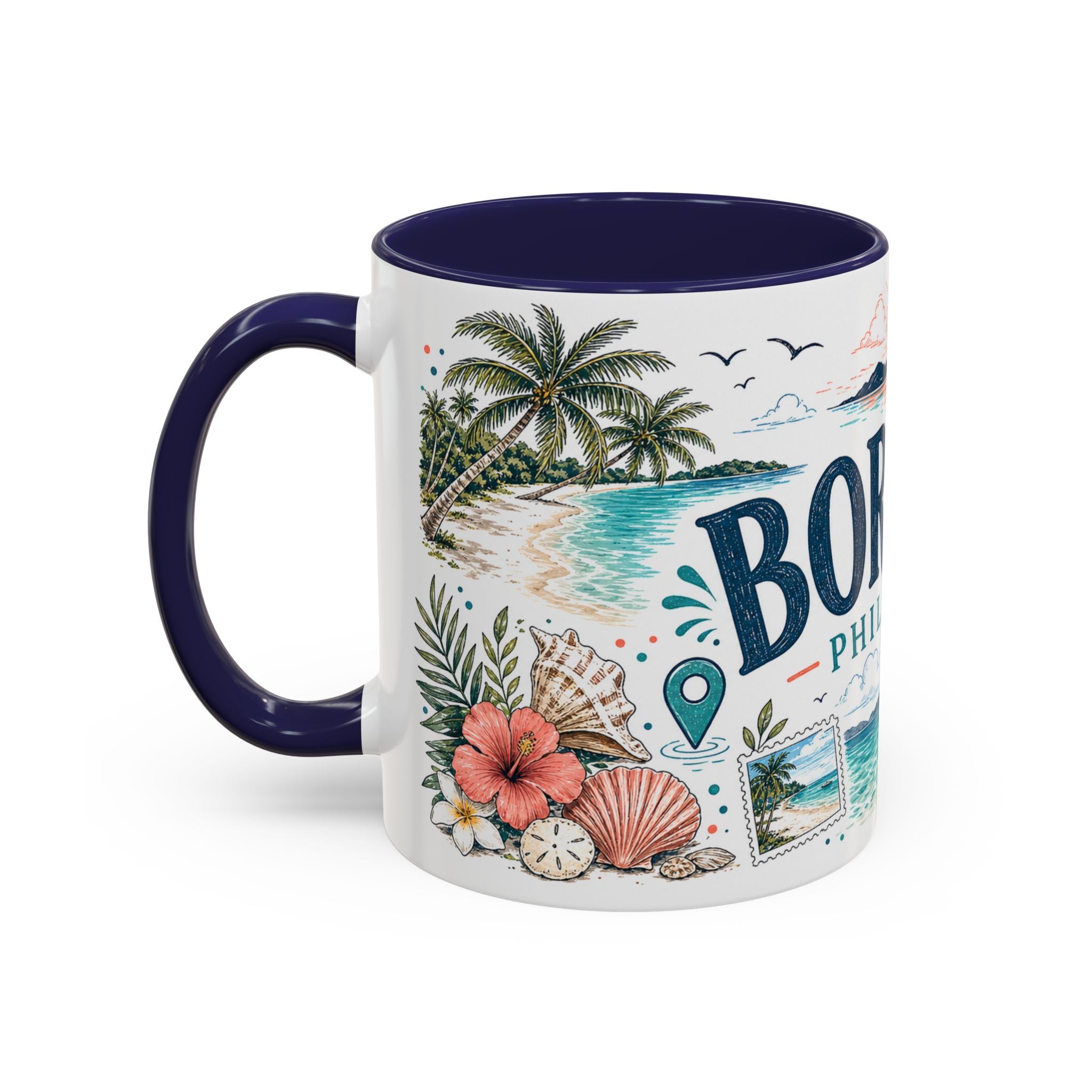 Boracay Coffee Mug | Travel Destination Souvenir Gift | Accent Color Ceramic 11oz 15oz