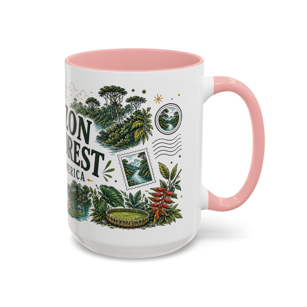Amazon Rainforest Coffee Mug | Travel Destination Souvenir Gift | Accent Color Ceramic 11oz 15oz