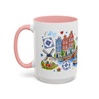 Amsterdam Travel Mug | European City Souvenir Accent Coffee Mug | 11oz 15oz Ceramic Cup