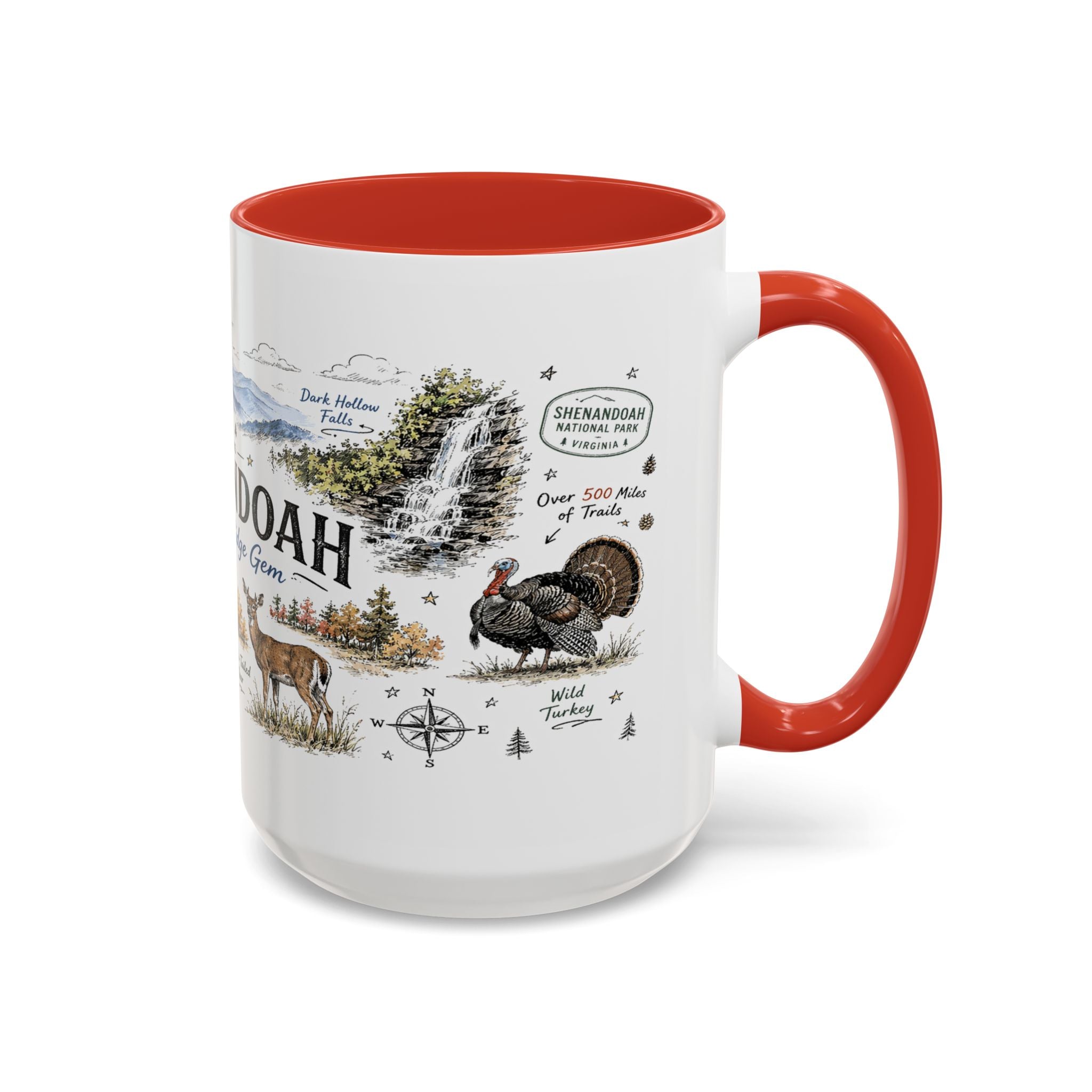 Shenandoah National Park Coffee Mug | Virginia Blue Ridge Hiking Autumn Gift | Accent Color Ceramic 11oz 15oz