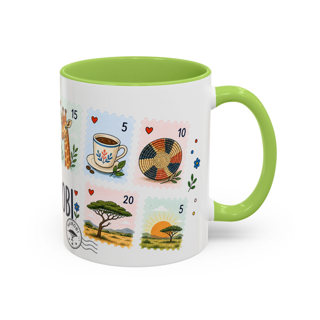 Nairobi Coffee Mug | Postage Stamp Collage Mug | Travel Souvenir Accent Cup 11oz 15oz