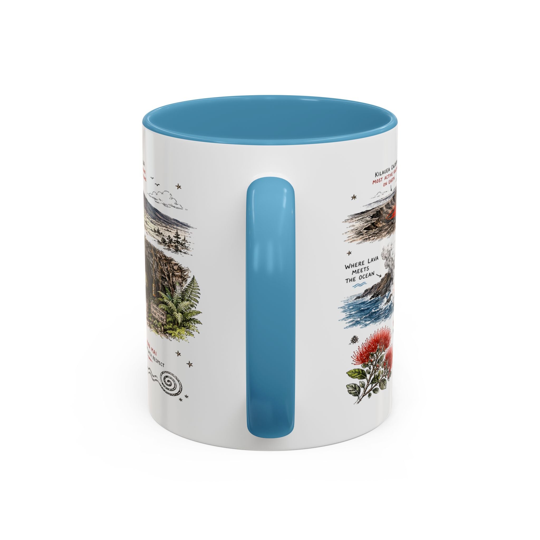 Hawaii Volcanoes National Park Coffee Mug | Hawaii Big Island Lava Volcano Gift | Accent Color Ceramic 11oz 15oz