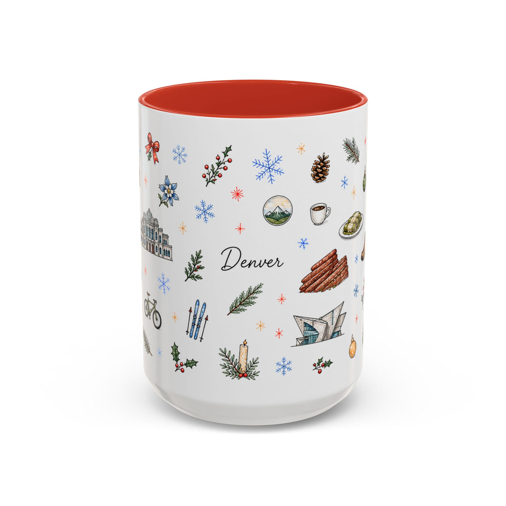 Denver Christmas Mug | Watercolor City Souvenir, Holiday Travel Gift (11oz/15oz)