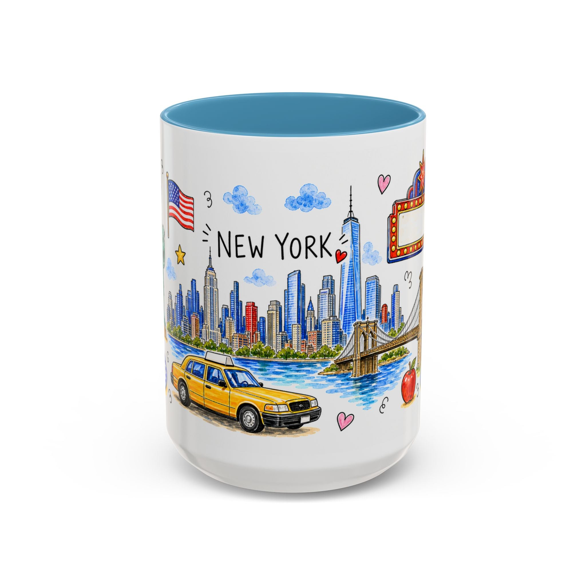 New York City Illustrated Travel Mug | City Souvenir Accent Coffee Mug | 11oz 15oz Ceramic Cup