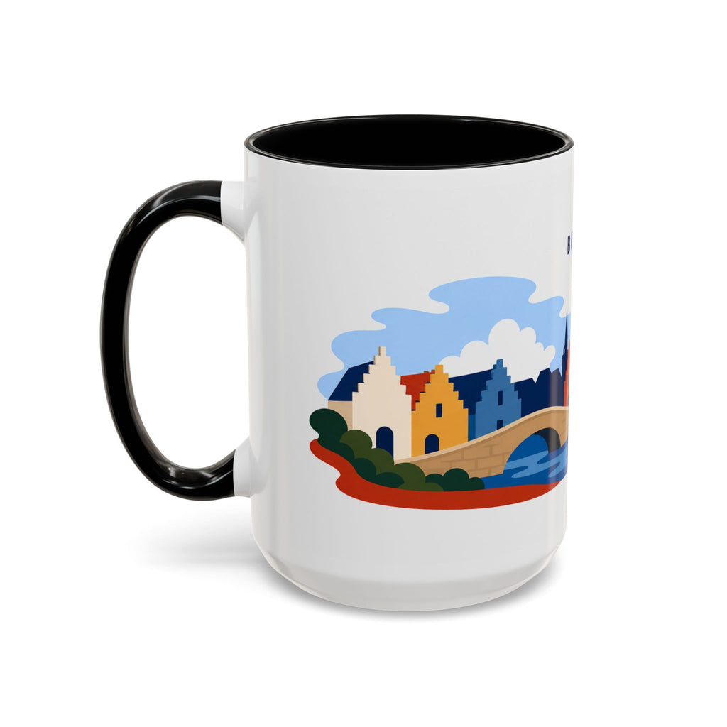 Bruges Coffee Mug | Travel Destination Souvenir Gift | Accent Color Ceramic 11oz 15oz