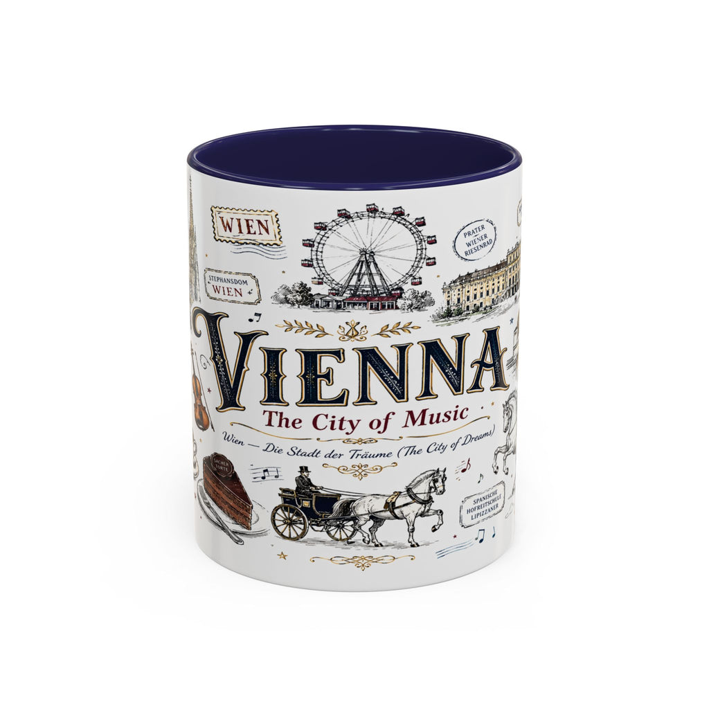 Vienna Coffee Mug | Austria Souvenir Travel Gift | Accent Color Ceramic 11oz 15oz