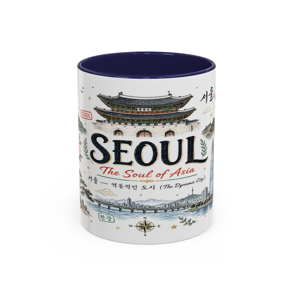 Seoul Coffee Mug | Korea Souvenir Travel Gift | Accent Color Ceramic 11oz 15oz