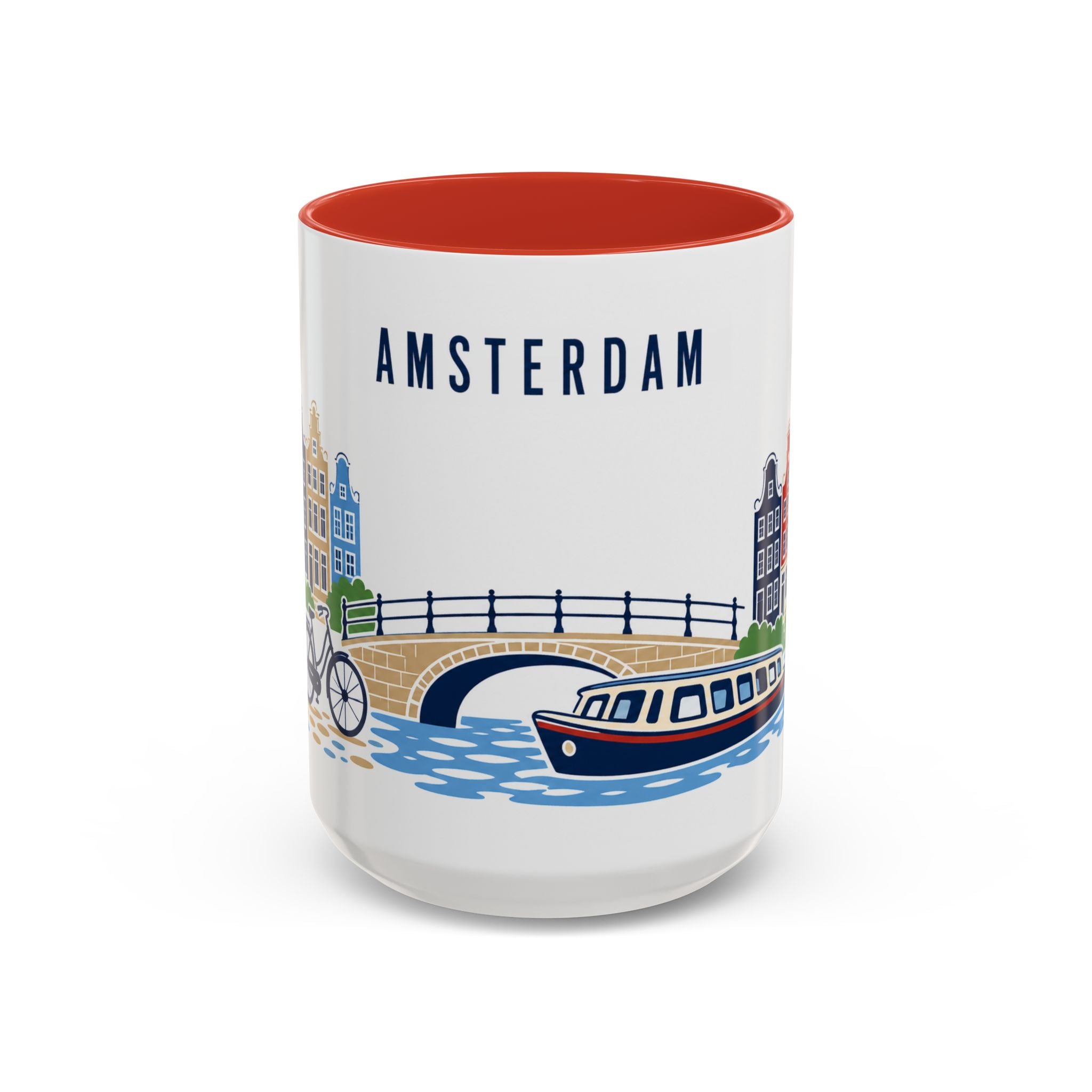 Amsterdam Coffee Mug | Netherlands Travel Souvenir | Porcelain Decal City Gift | 11oz 15oz Accent Mug