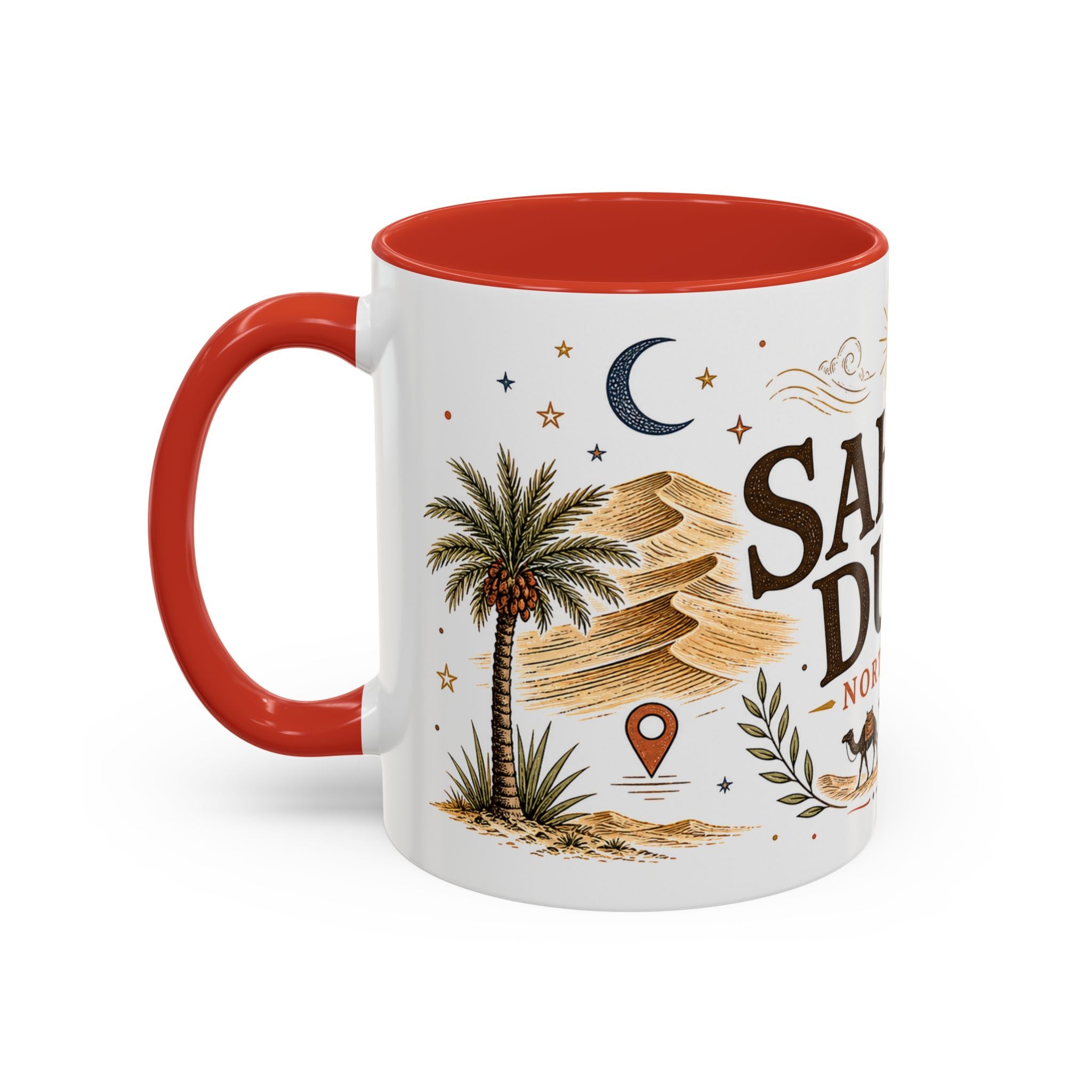 Sahara Dunes Coffee Mug | Travel Destination Souvenir Gift | Accent Color Ceramic 11oz 15oz