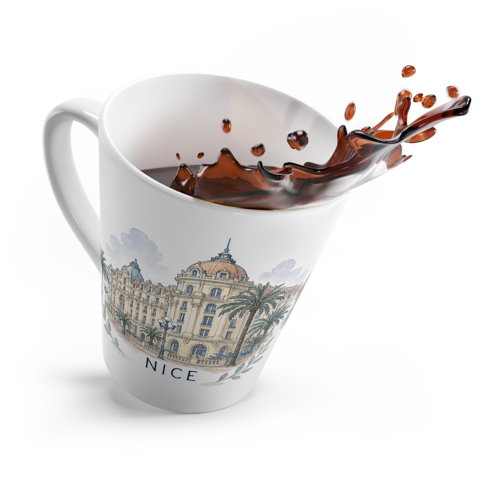 Nice Latte Mug | Watercolor City Travel Mug | 12 oz Ceramic Souvenir Gift