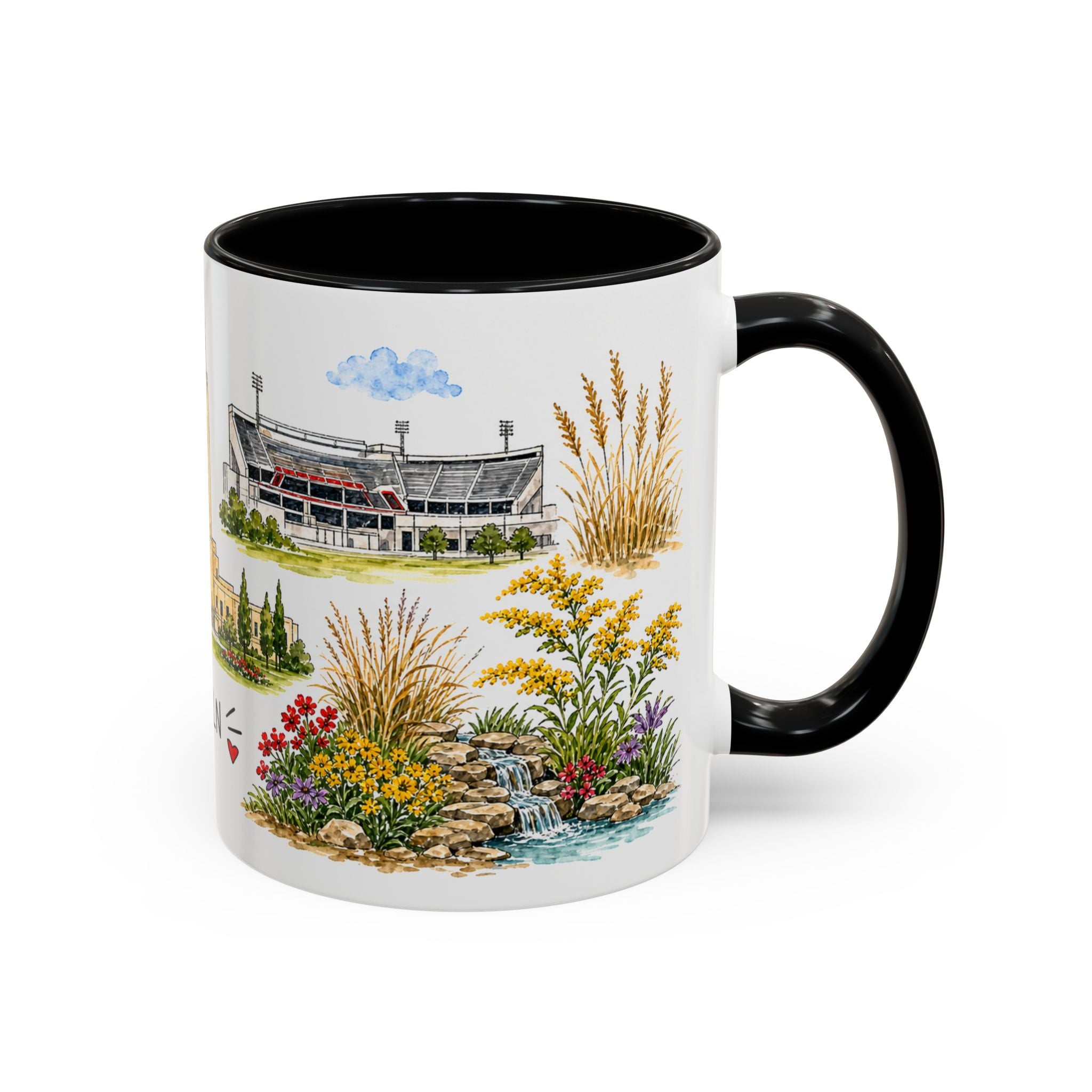 Lincoln Illustrated Travel Mug | City Souvenir Accent Coffee Mug | 11oz 15oz Ceramic Cup