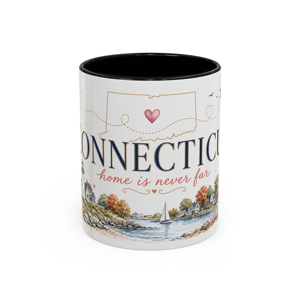 Connecticut State Map Mug | Botanical Accent Coffee Cup (11oz 15oz)