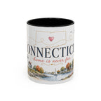 Connecticut State Map Mug | Botanical Accent Coffee Cup (11oz 15oz)