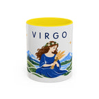 Virgo Zodiac Coffee Mug | Maiden and Wheat Design | Astrology Birthday Gift | 11 oz 15 oz Ceramic Accent Mug