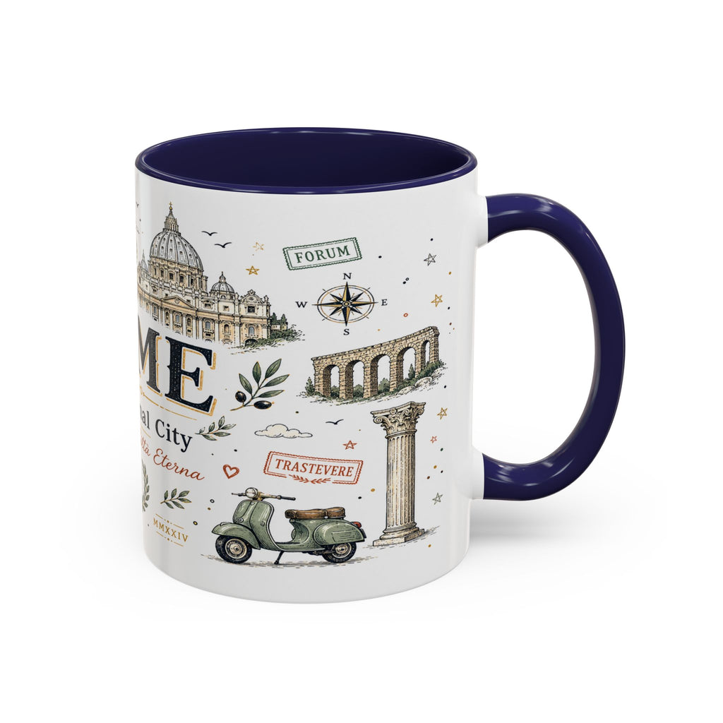 Rome Coffee Mug | Italy Souvenir Travel Gift | Accent Color Ceramic 11oz 15oz