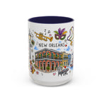 New Orleans Illustrated Travel Mug | City Souvenir Accent Coffee Mug | 11oz 15oz Ceramic Cup