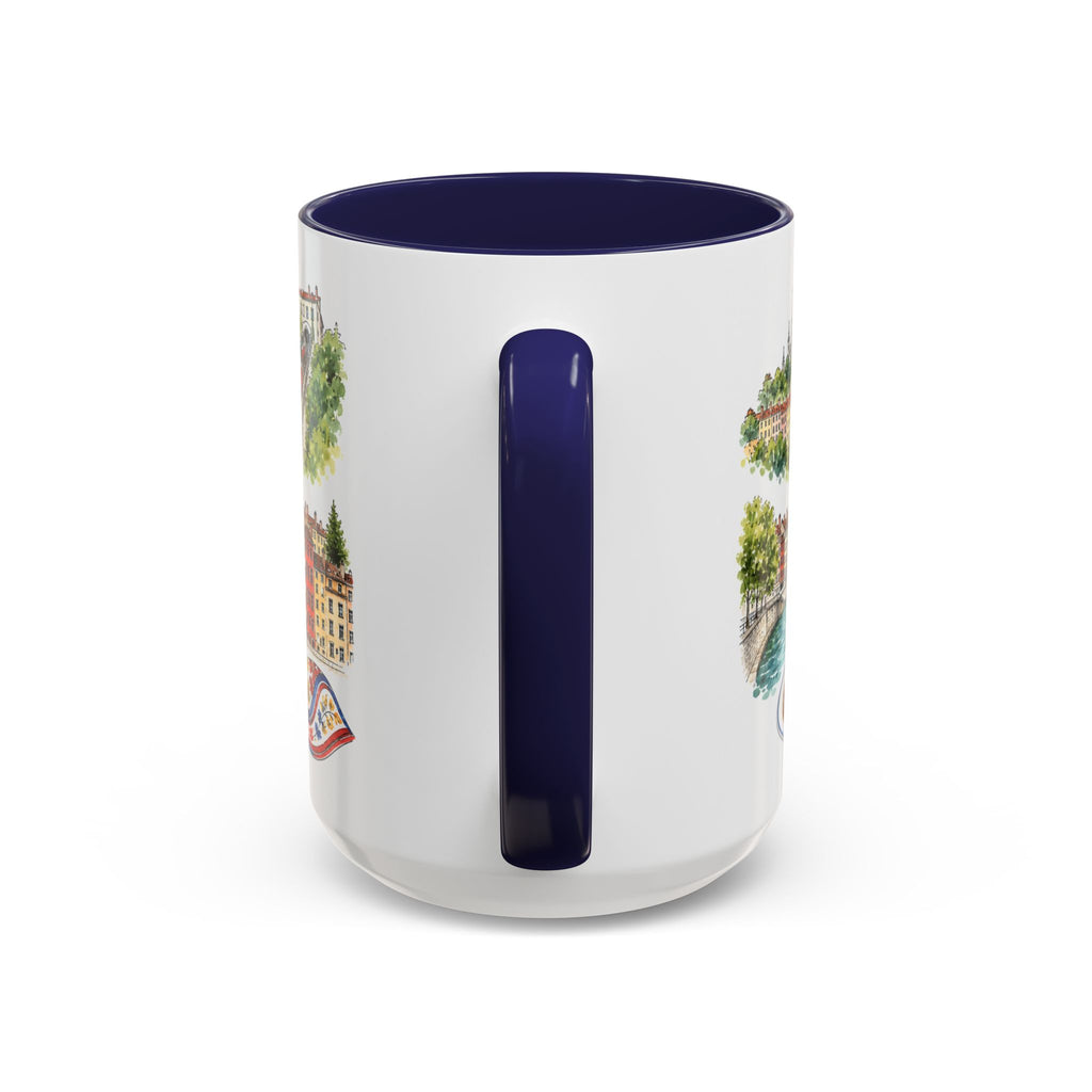 Lyon Illustrated Travel Mug | City Souvenir Accent Coffee Mug | 11oz 15oz Ceramic Cup
