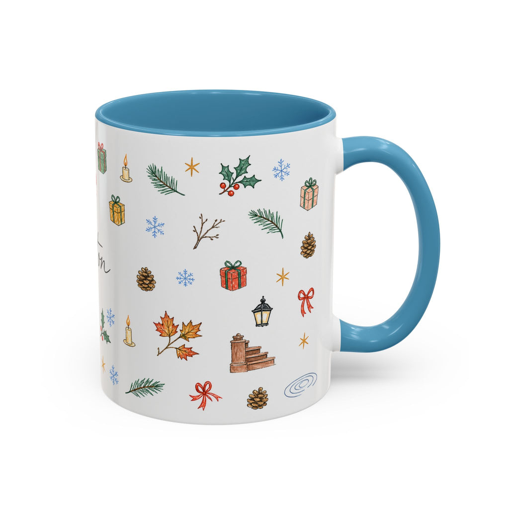 Boston Christmas Mug | Watercolor Travel Souvenir | Holiday Gift | Accent Ceramic Coffee Cup 11oz 15oz