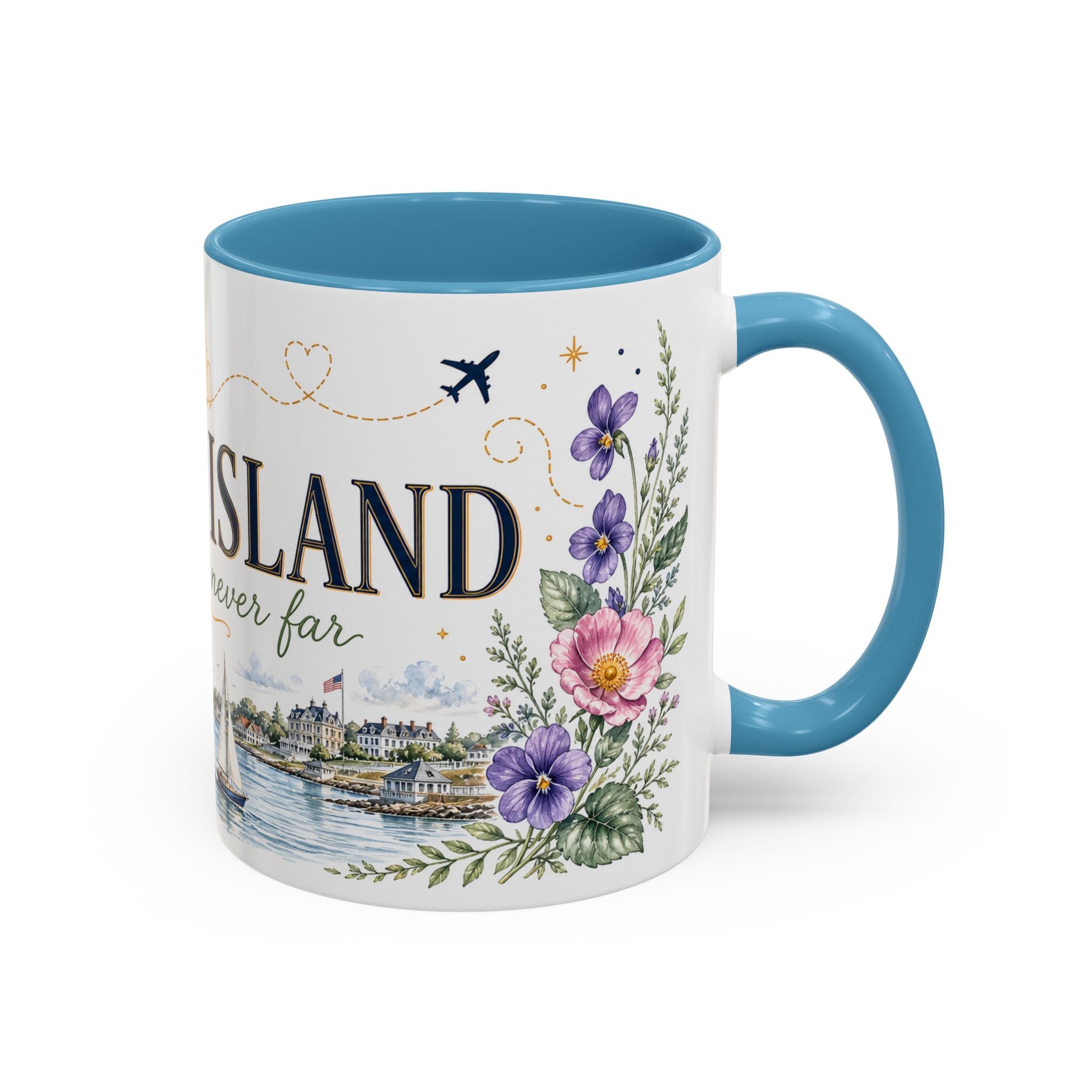 Rhode Island State Map Mug | Botanical Seaside Accent Cup (11oz or 15oz)