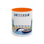 Amsterdam Coffee Mug | Netherlands Travel Souvenir | Porcelain Decal City Gift | 11oz 15oz Accent Mug