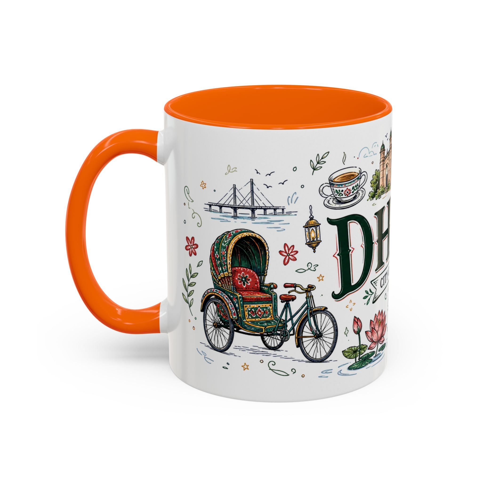 Dhaka Coffee Mug | Bangladesh Souvenir Travel Gift | Accent Color Ceramic 11oz 15oz