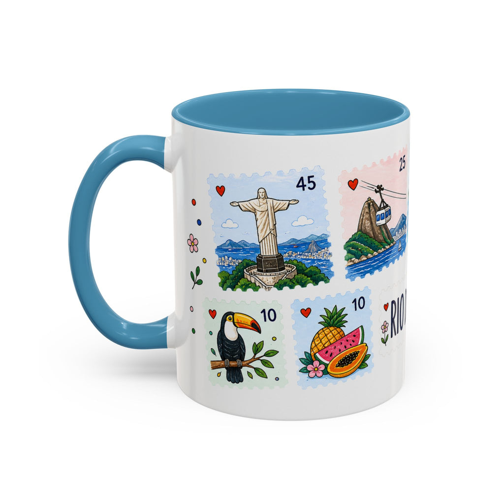 Rio de Janeiro Coffee Mug | Postage Stamp Collage Mug | Travel Souvenir Accent Cup 11oz 15oz