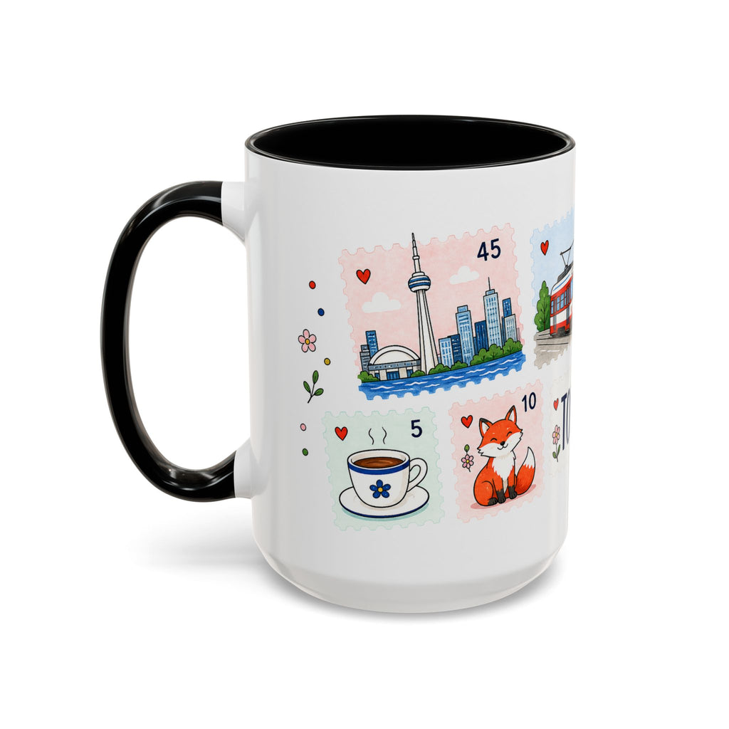 Toronto Coffee Mug | Postage Stamp Collage Mug | Travel Souvenir Accent Cup 11oz 15oz