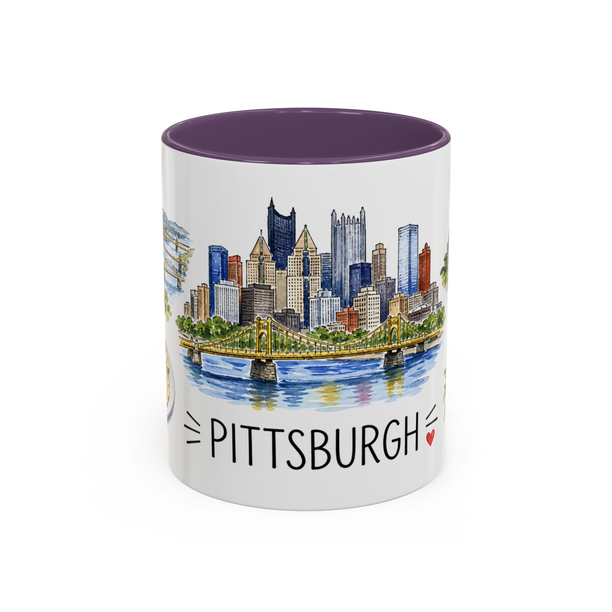 Pittsburgh Illustrated Travel Mug | City Souvenir Accent Coffee Mug | 11oz 15oz Ceramic Cup