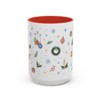 Christmas Ornament Mug | Snowflake Watercolor Holiday Gift | Accent Cup 11oz 15oz
