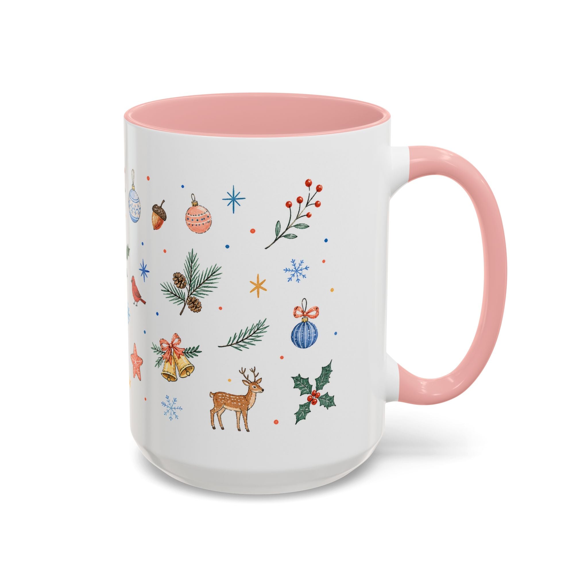 Woodland Christmas Mug | Deer Bird Watercolor Holiday Gift | Accent Cup 11oz 15oz