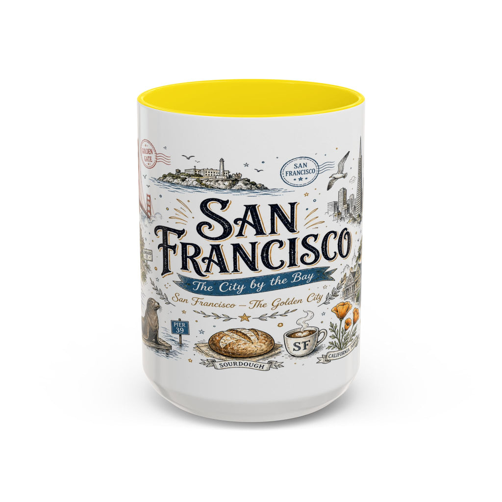 San Francisco Coffee Mug | California Souvenir Travel Gift | Accent Color Ceramic 11oz 15oz