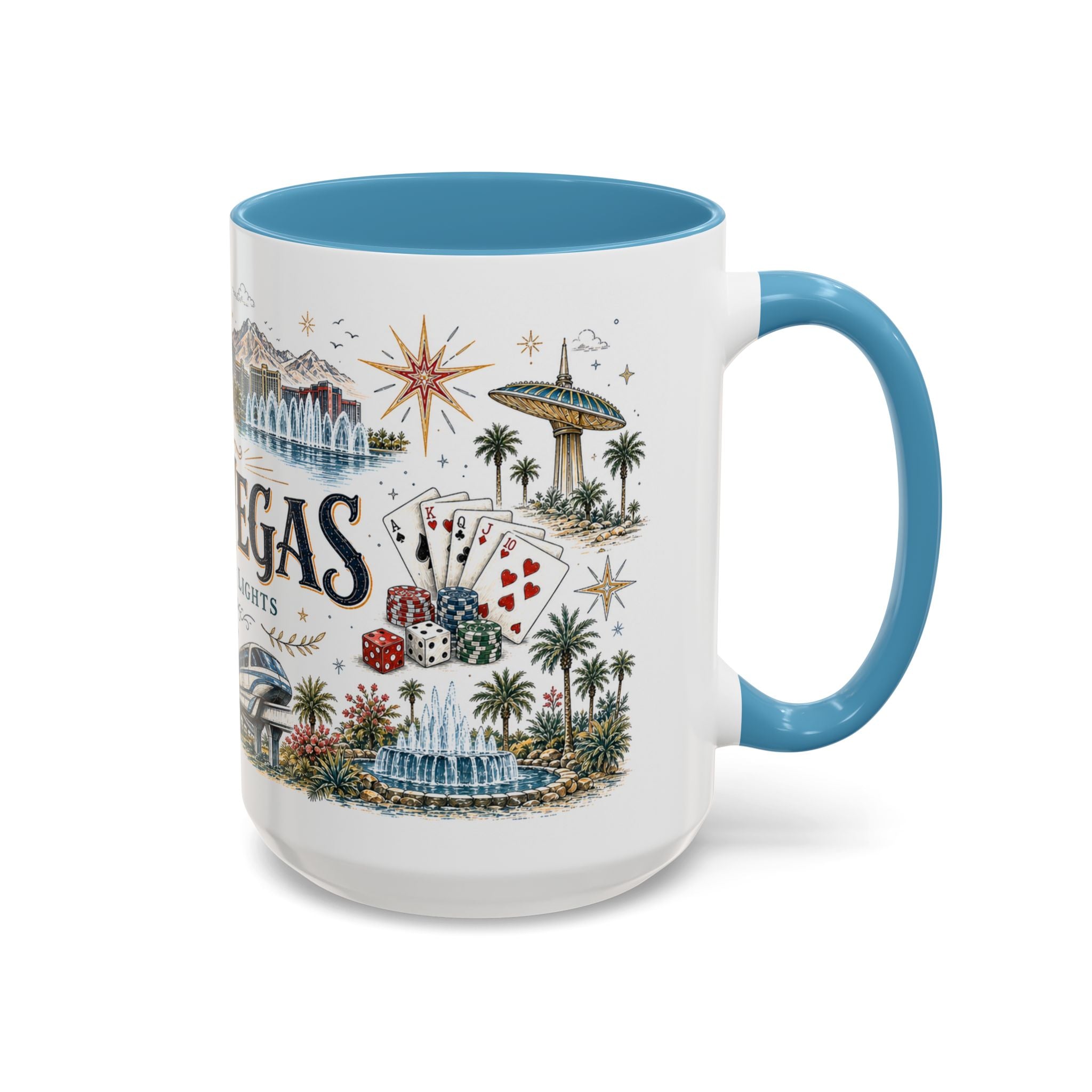 Las Vegas Coffee Mug | United States Travel Souvenir | Vintage Illustrated City Gift | 11 oz 15 oz Accent Mug