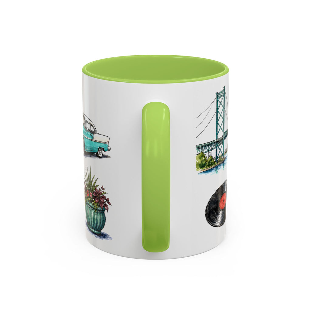 Detroit Illustrated Travel Mug | City Souvenir Accent Coffee Mug | 11oz 15oz Ceramic Cup