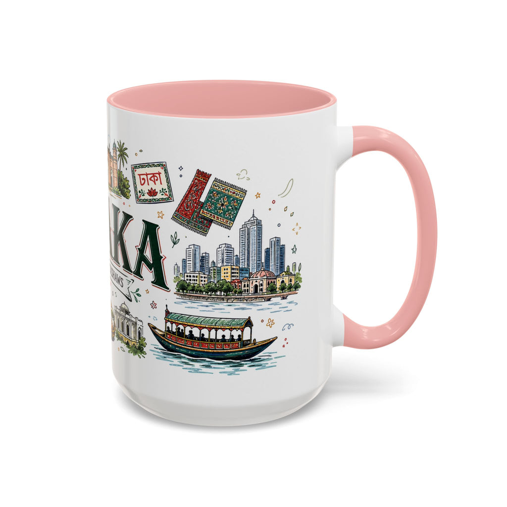 Dhaka Coffee Mug | Bangladesh Souvenir Travel Gift | Accent Color Ceramic 11oz 15oz