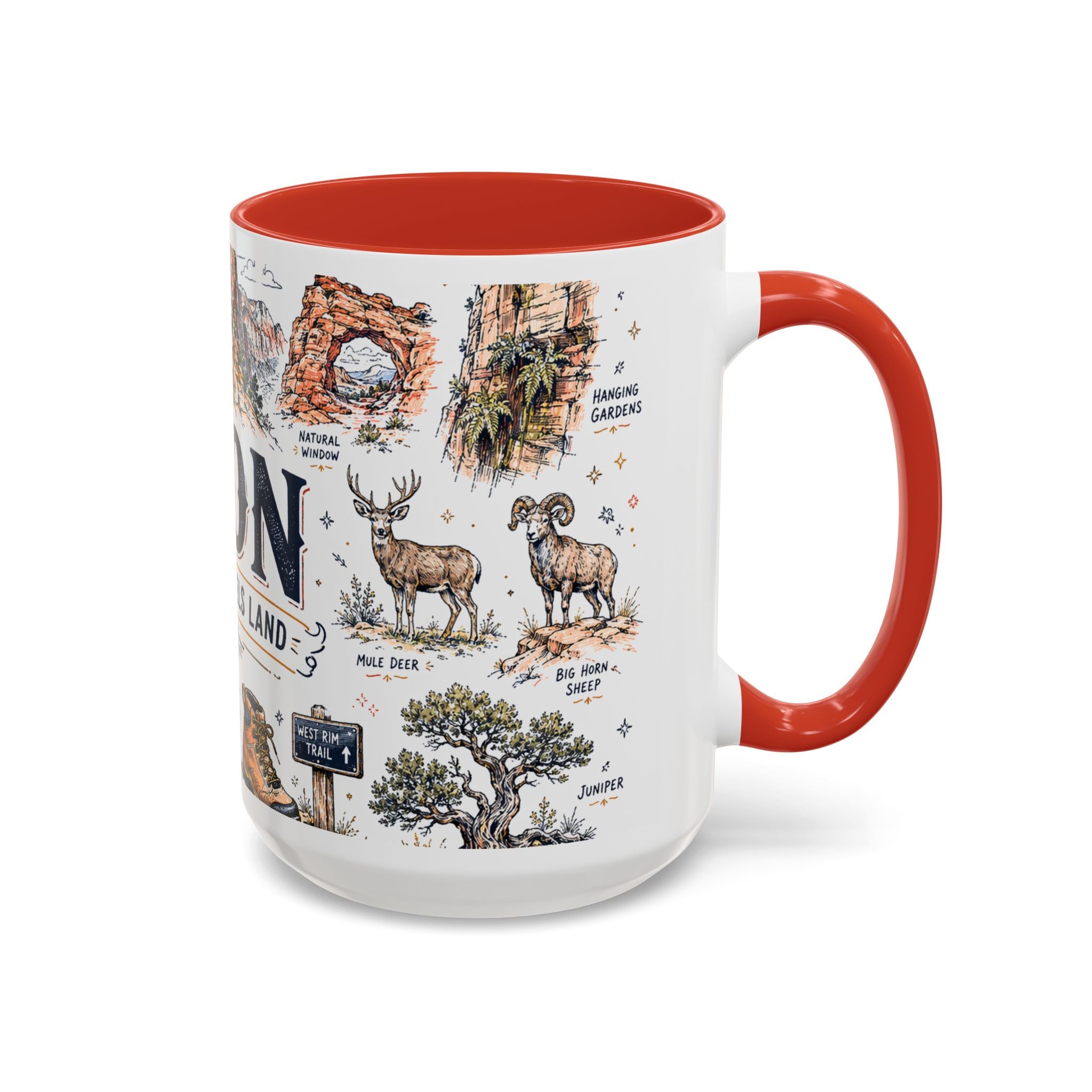 Zion National Park Coffee Mug | Hiking Camping Nature Gift | Accent Color Ceramic 11oz 15oz