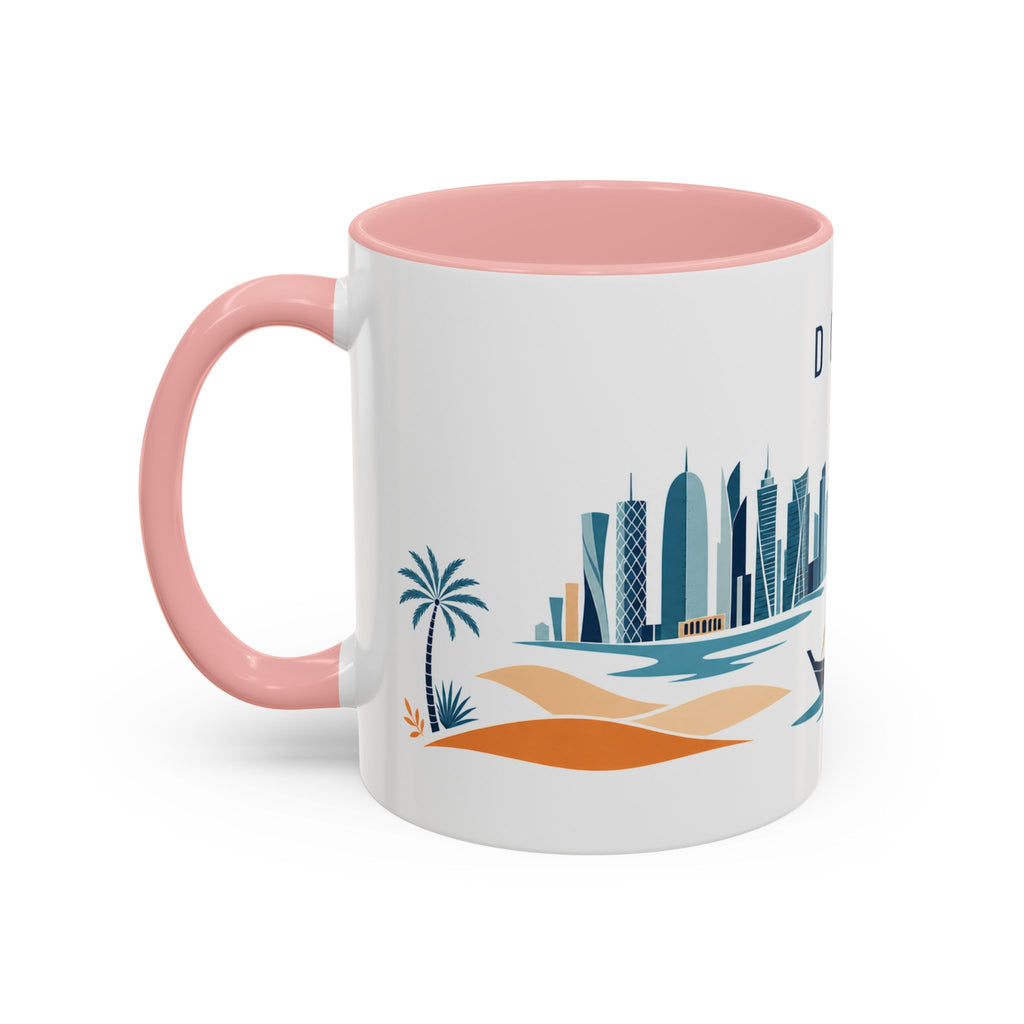 Doha Coffee Mug | Qatar Travel Souvenir | Porcelain Decal City Gift | 11oz 15oz Accent Mug