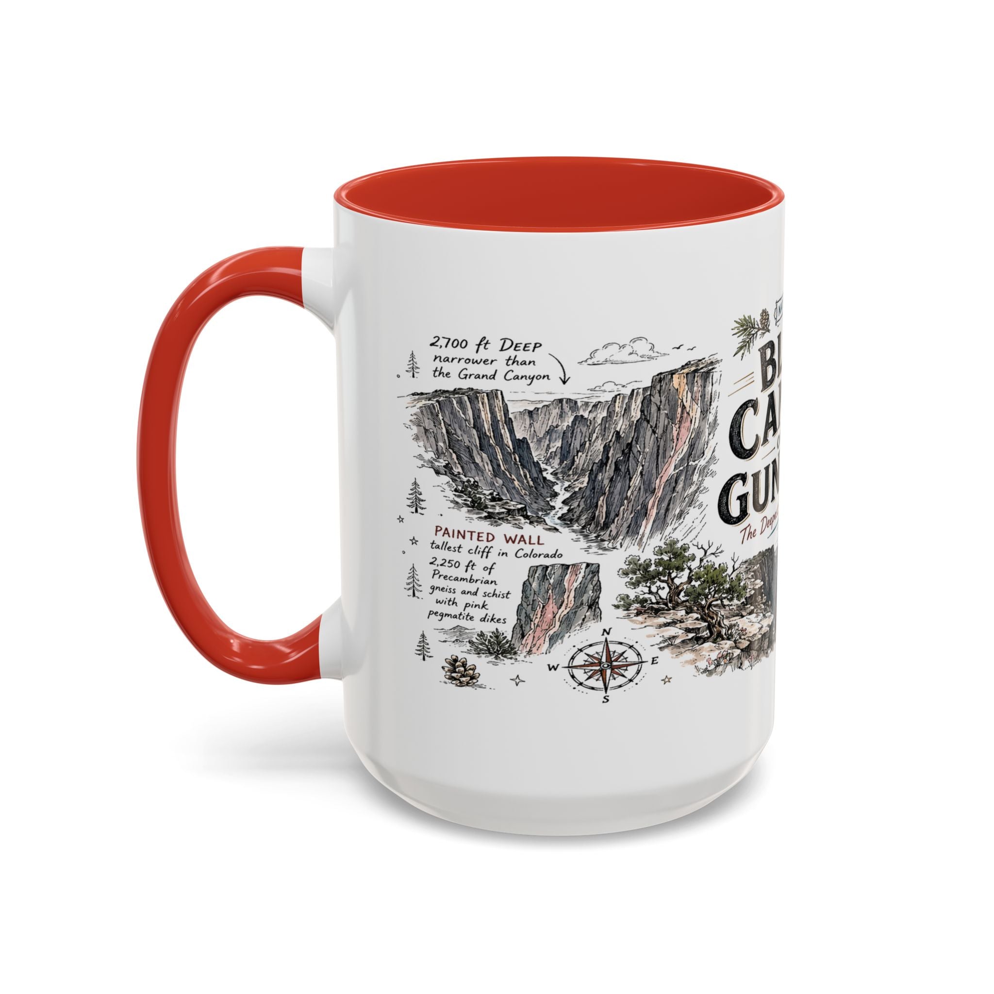 Black Canyon of the Gunnison National Park Coffee Mug | Colorado Deep Canyon Hiking Gift | Accent Color Ceramic 11oz 15oz