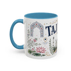 Taj Mahal Coffee Mug | Travel Destination Souvenir Gift | Accent Color Ceramic 11oz 15oz