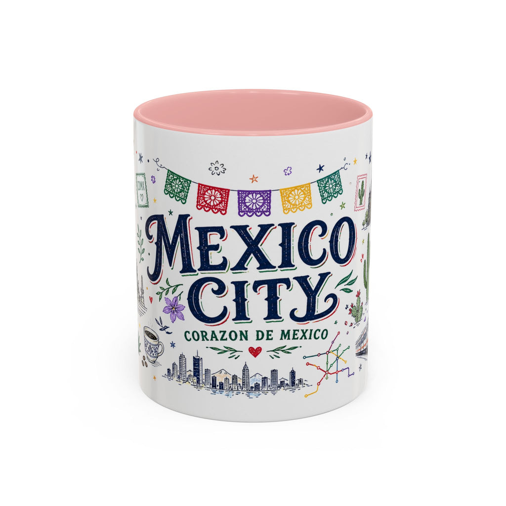 Mexico City Coffee Mug | Mexico Souvenir Travel Gift | Accent Color Ceramic 11oz 15oz