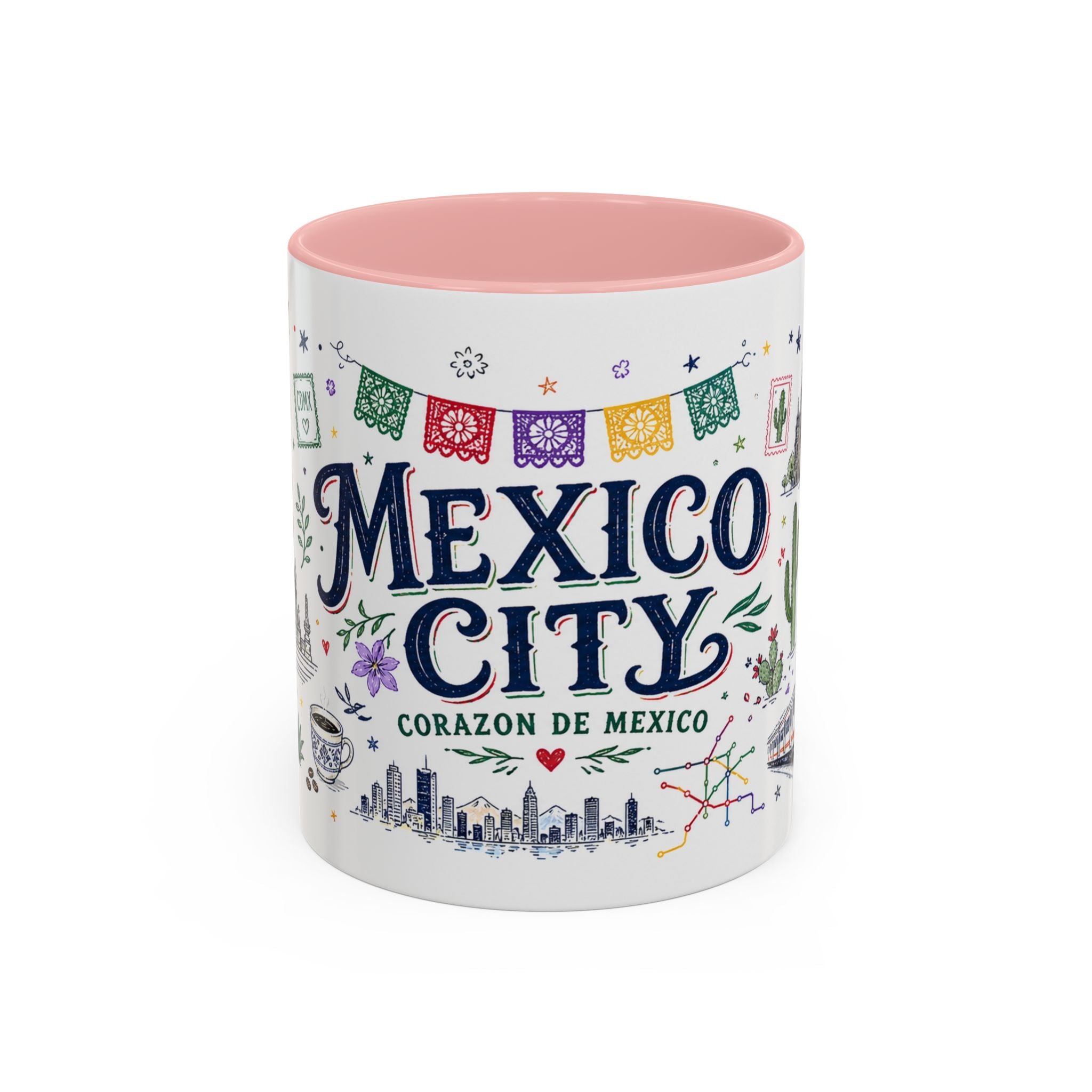 Mexico City Coffee Mug | Mexico Souvenir Travel Gift | Accent Color Ceramic 11oz 15oz