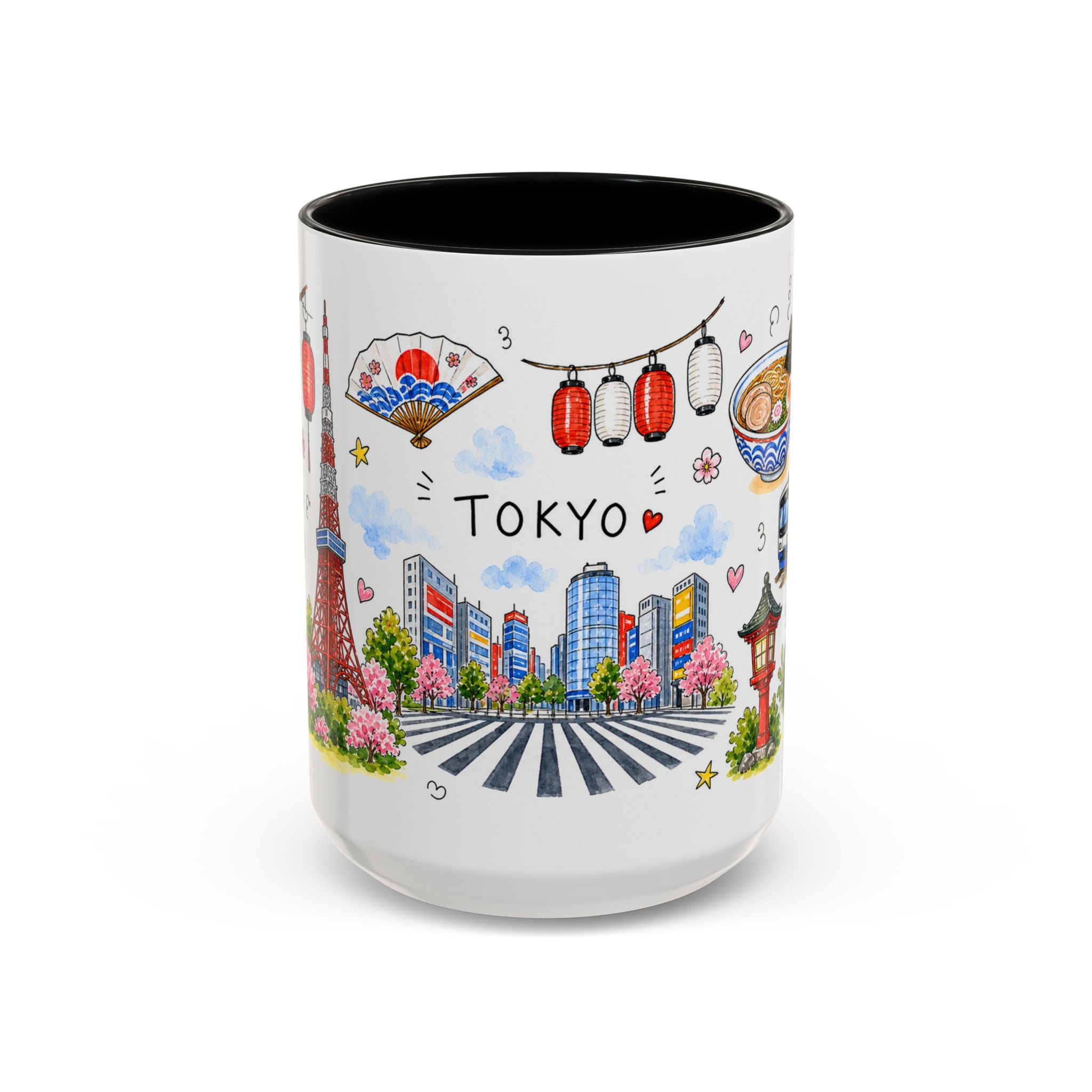 Tokyo Illustrated Travel Mug | City Souvenir Accent Coffee Mug | 11oz 15oz Ceramic Cup
