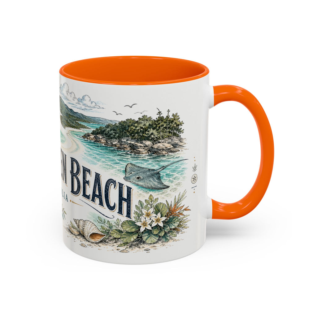 Whitehaven Beach Mug, Australia Travel Souvenir, Bucket List Gift, Accent Ceramic Coffee Mug 11oz 15oz