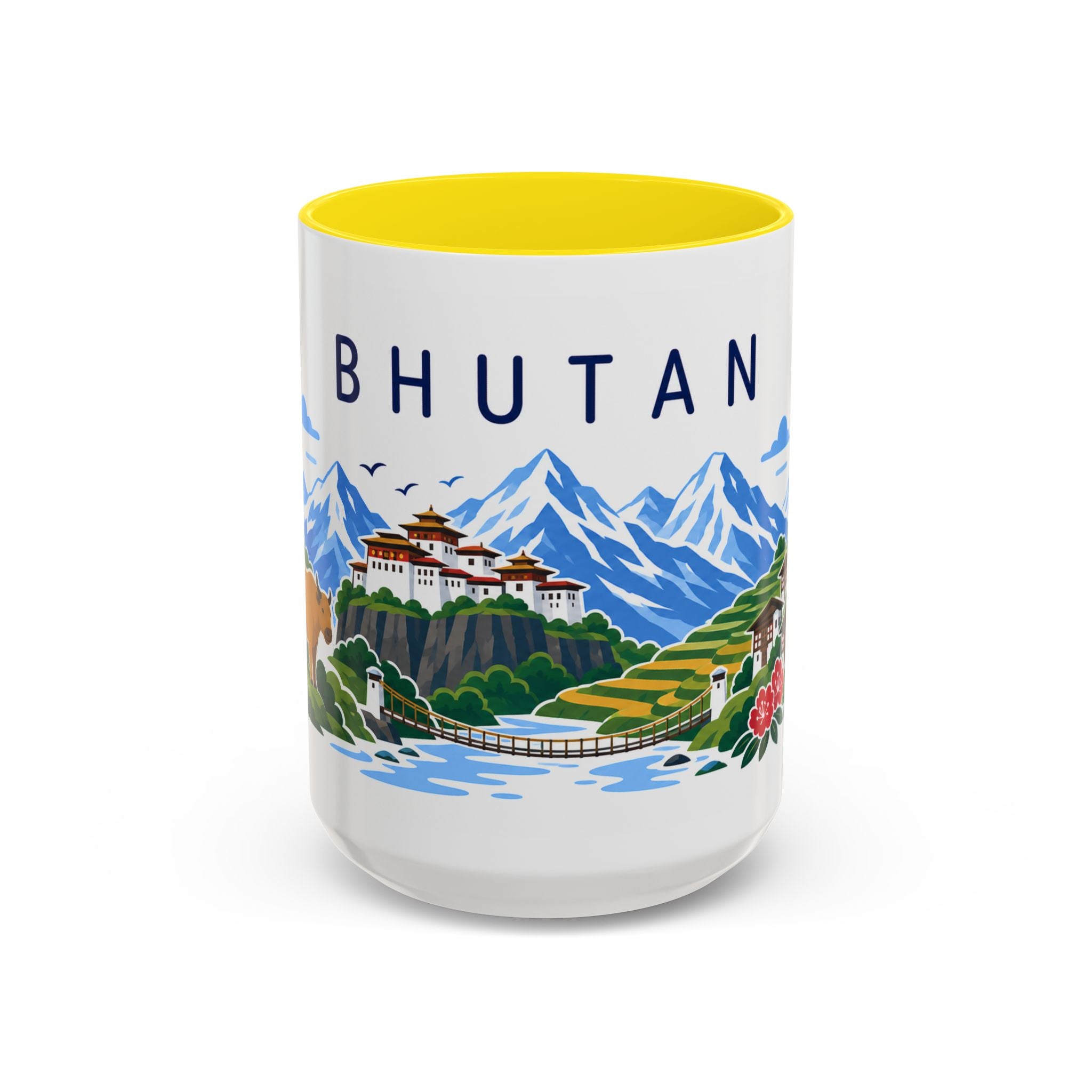 Bhutan Coffee Mug | Travel Souvenir Accent Mug | Country Gift Ceramic Cup 11oz 15oz