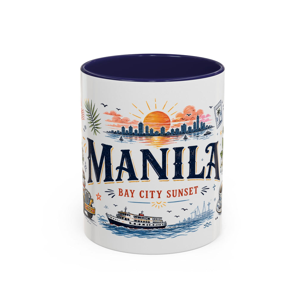 Manila Coffee Mug | Philippines Souvenir Travel Gift | Accent Color Ceramic 11oz 15oz