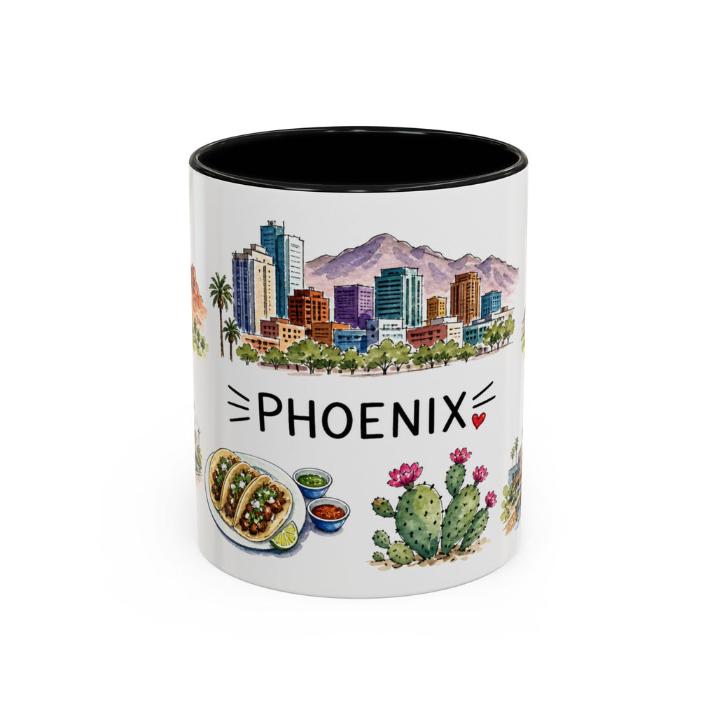 Phoenix Illustrated Travel Mug | City Souvenir Accent Coffee Mug | 11oz 15oz Ceramic Cup