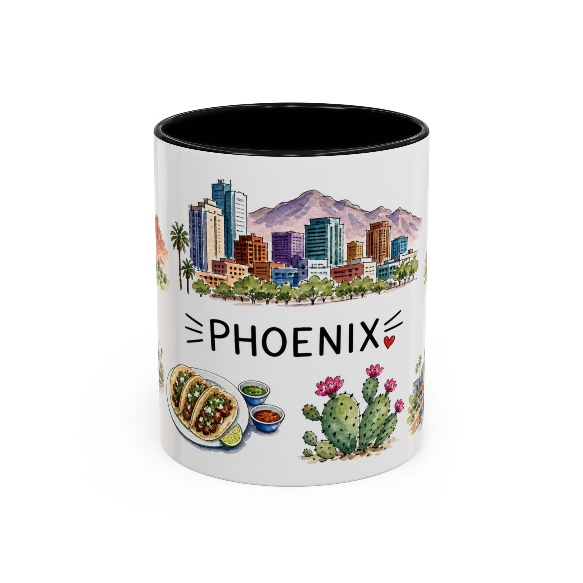 Phoenix Illustrated Travel Mug | City Souvenir Accent Coffee Mug | 11oz 15oz Ceramic Cup