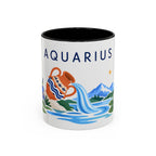 Aquarius Zodiac Coffee Mug | Water Bearer Design | Astrology Birthday Gift | 11 oz 15 oz Ceramic Accent Mug