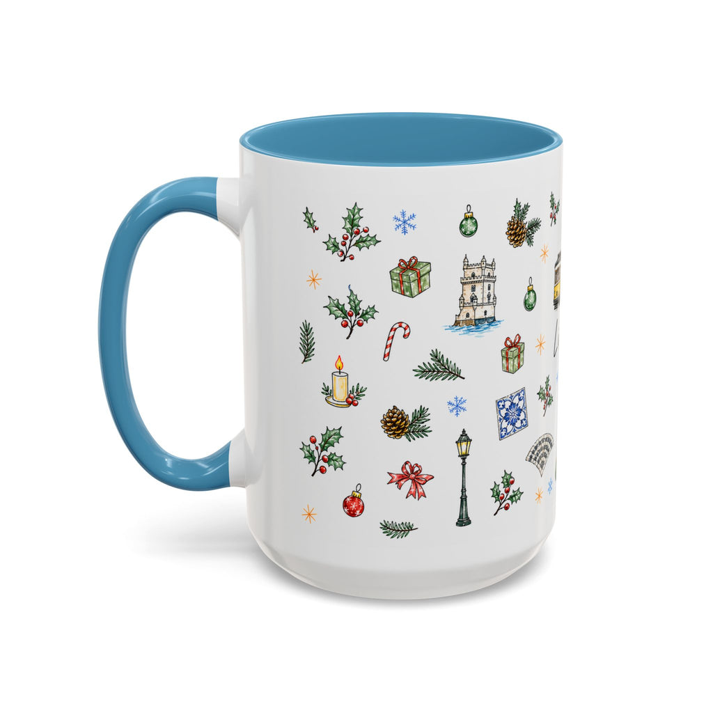 Lisbon Christmas Mug | Watercolor City Souvenir | Ceramic Coffee Cup 11oz 15oz
