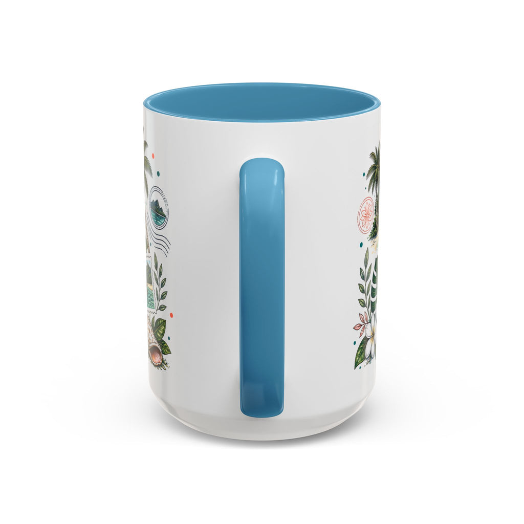 Tahiti Coffee Mug | Travel Destination Souvenir Gift | Accent Color Ceramic 11oz 15oz